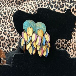 Multicolor Leaf Drop Earrings